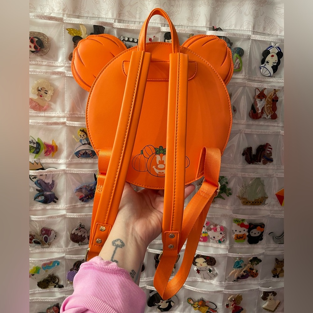 NWOT Loungefly Minnie Pumpkin Backpack+wallet SET - Picture 8 of 16